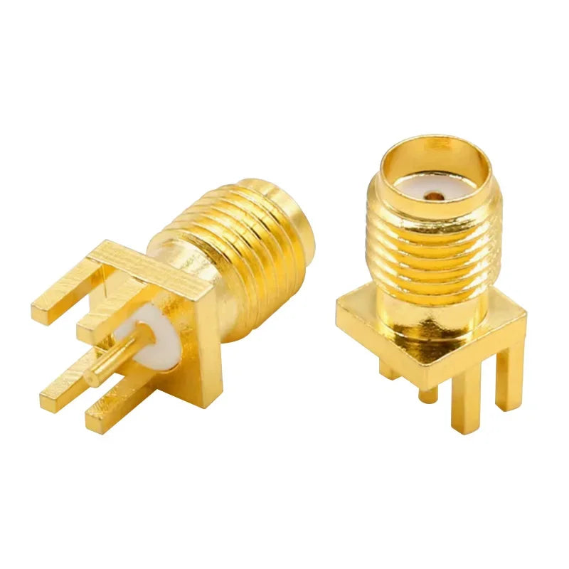 5Pcs SMA Female Jack Male Plug 1.6mm Adapter Solder Edge PCB Straight Angle Mount RF Copper Connector Plug Socket