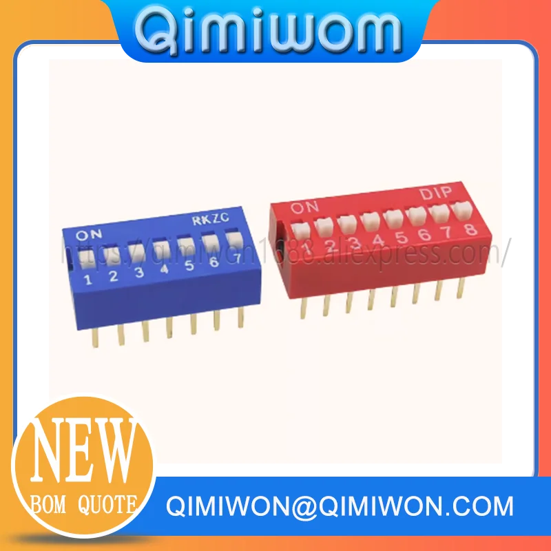 10PCS Red Blue Toggle Switch Spacing 2.54MM DIP Dial The Code Switch 1 2 3 4 5 6 7 8 9 10 12P