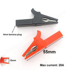 red+black 20/50A PVC Alligator Crocodile Clip Clamp Socket Plug Handle Test Cable Probe 4mm Banana Plug Electric Battery