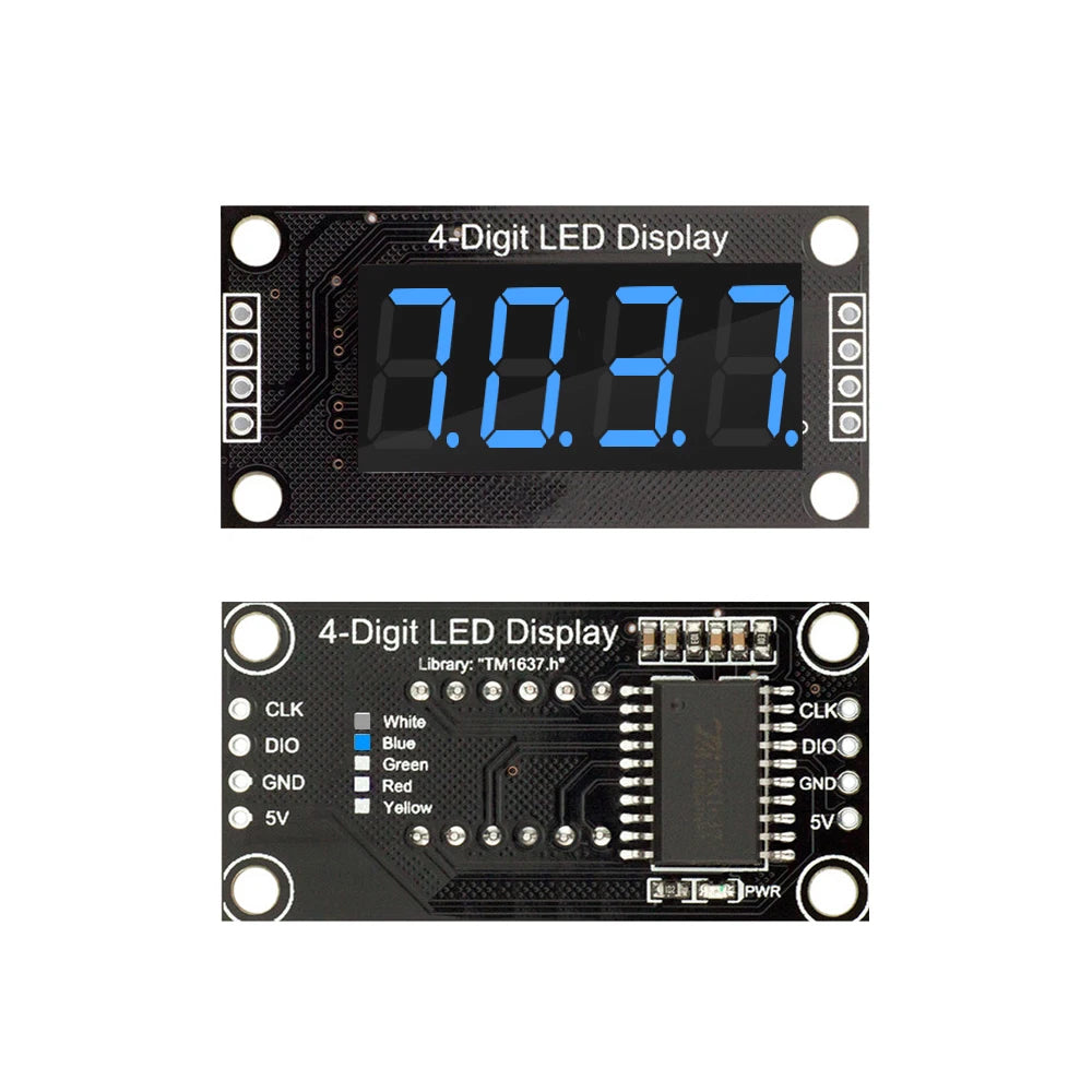 TM1637 LED Display Module 4 Digit 7 Segment 0.36 inch Time Clock Indicator Tube Module Red Blue Green Yellow White for Arduino