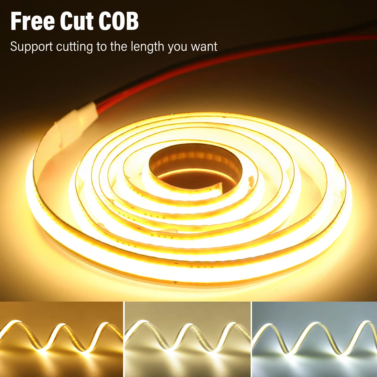 COB LED Strip Lights Free Cut 400LEDs/M Flexible LED Tape Light 3000K 4000K 6000K Linear Lighting 1-10M 12V 24V Home Decoration