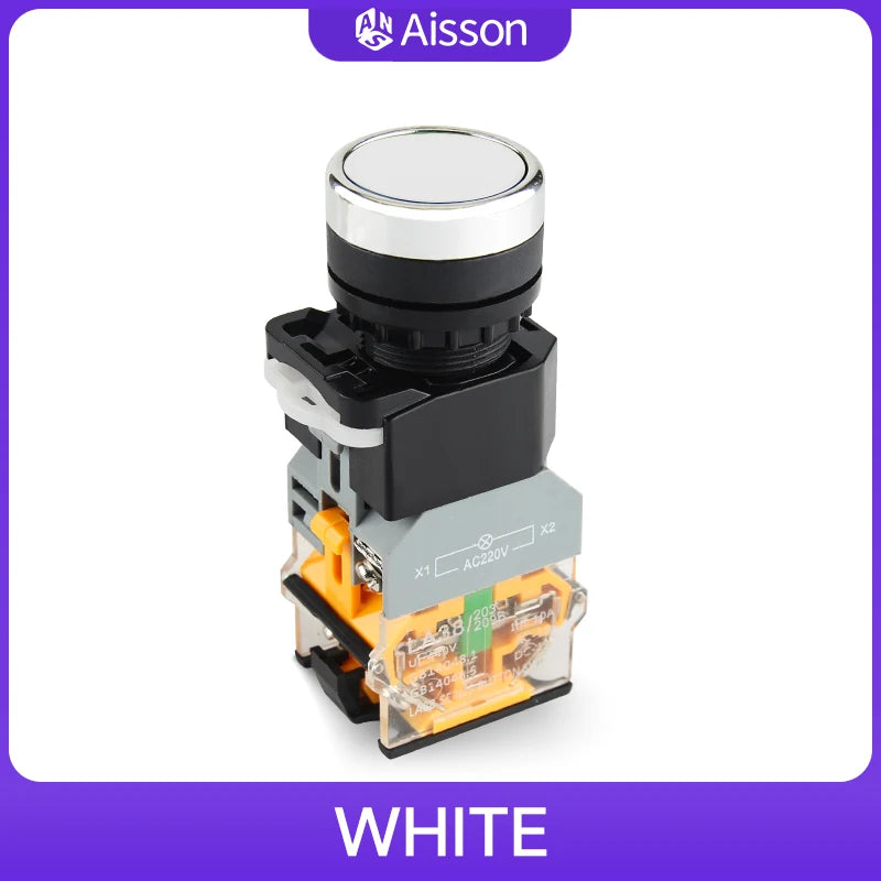 LA38-11D with Light Push Button Switch NO NC Momentary Latching DC 12V 24V AC 220V 380V LED Indicators