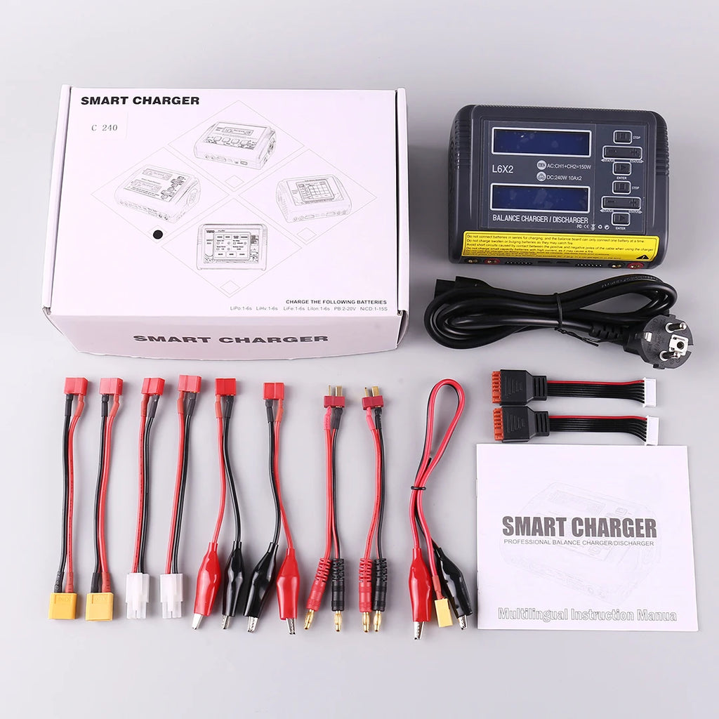 HTRC L6X2Lipo Intelligent Balanced Charger for RC Model Aircraft Dual Channel 2-6S Remote Control LiPo Battery Charger