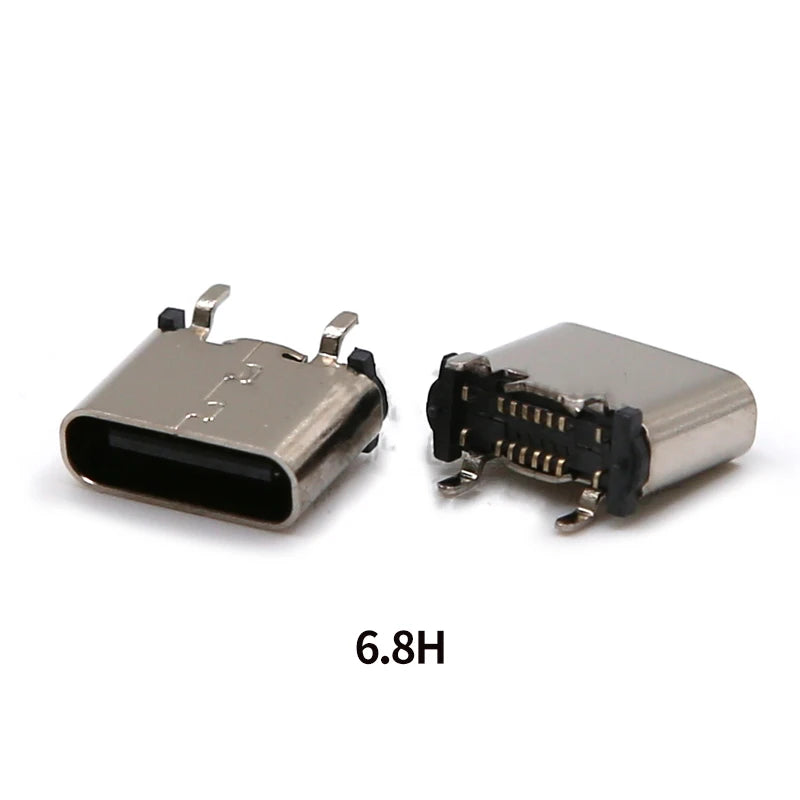 2pcs USB TYPE-C16P Female Socket 180 Degree Vertical USB C Type C 4 Legs SMD DIP Charging Port Connector 5.5mm 6.4mm 6.5mm 7.4mm