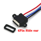 1pcs USB-C High Current Charging Socket With Rubber Ring 2Pin 4Pin Straight Ear Side Ear Type C Waterproof Female Connector Jack