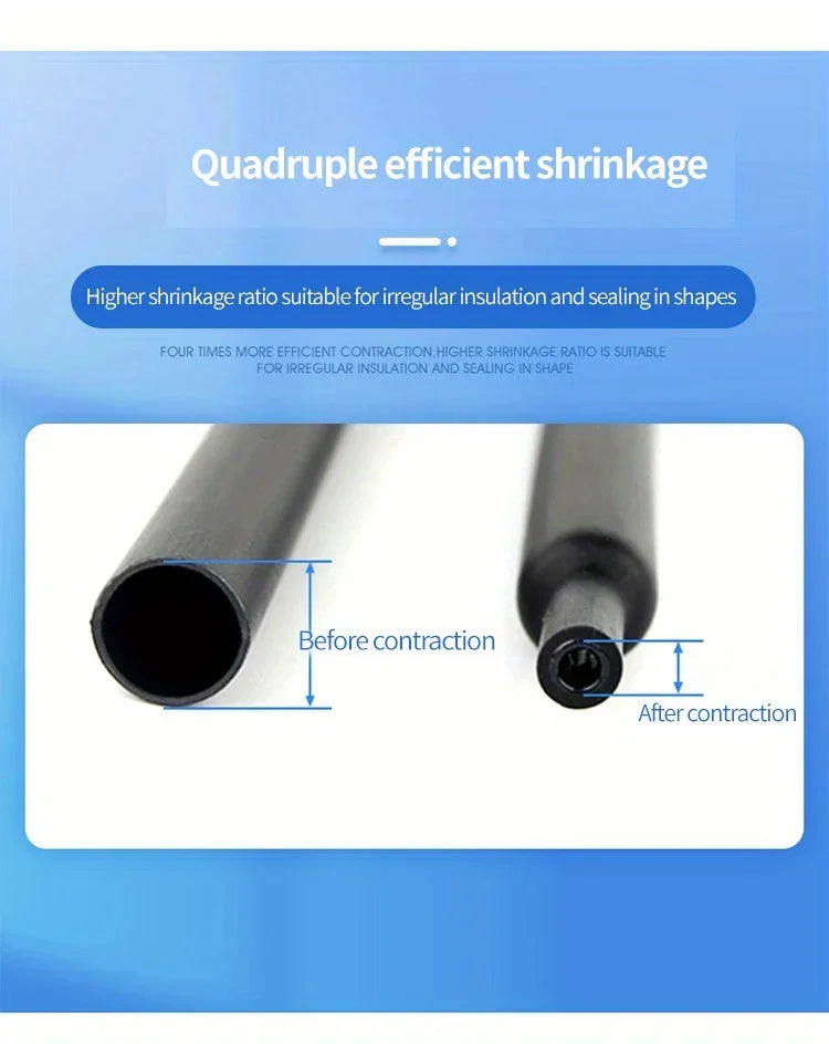 8ft/ 2.4m Length Heat Shrink Tubing Kit, 3:1 Ratio Marine Heat Shrink, Large Marine Dual Wall Adhesive Shrinkable Wire Wrap Tube