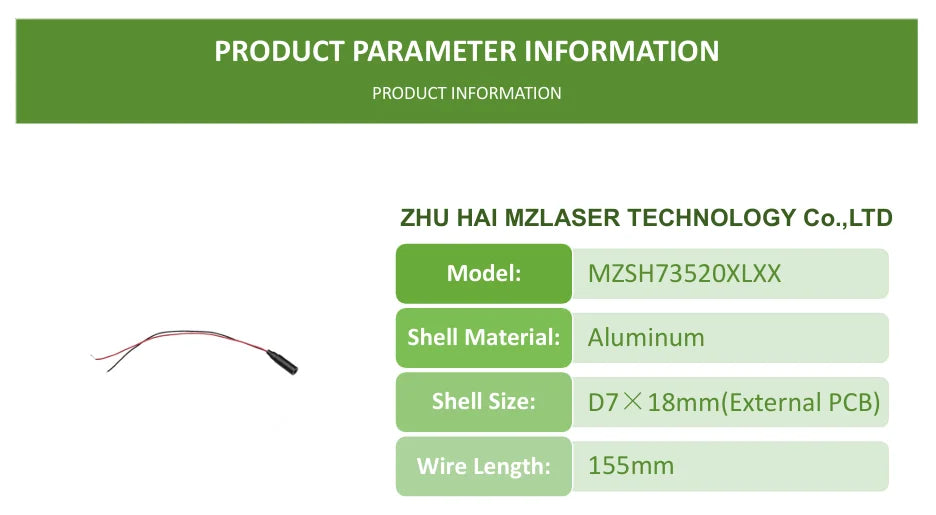 New Economical Compact Green Line Laser Diode Module 520nm D7mm 0.5mW 1mW 5mW 3V Industrial Grade for Woodworking Machinery
