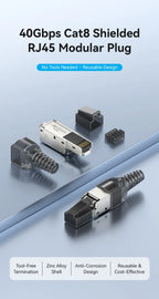 Vention NEW RJ45 Cat8 Cat7 Cat6A Connectors RJ45 Metal Tool Free Easy Termination Plug 2000MHz 40G LAN Cable Reusable Shielded