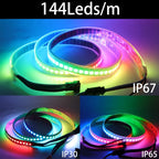 WS2811 WS2812B WS2813 WS2815 30/60/144Pixels/Leds/m 5050 RGBIC Smart LED Strip WS2812 Individually Addressable IC Light DC5V/12V