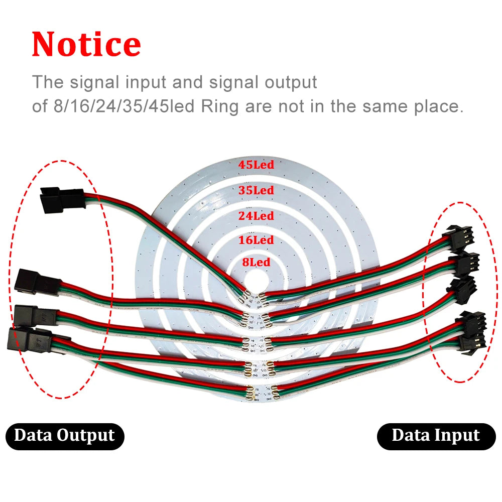 DC5V WS2812B DIY Led Ring Individually Addressable WS2812 IC Built-in 5050 RGB Round Modules Circle Arduino Light 8 To 148 Pixel