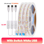 5V LED Strip Light USB Dimmer/Switch White Warm Blue Waterproof Adhesive Tape 2835 60LEDs Cabinet Room Night Lighting 1M 3M 5M