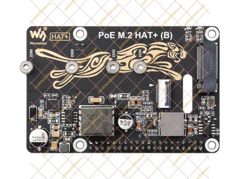 Waveshare PoE M.2 HAT+ (B) for Raspberry Pi 5 | High-Speed NVMe SSD PCIe Adapter with Ethernet Power