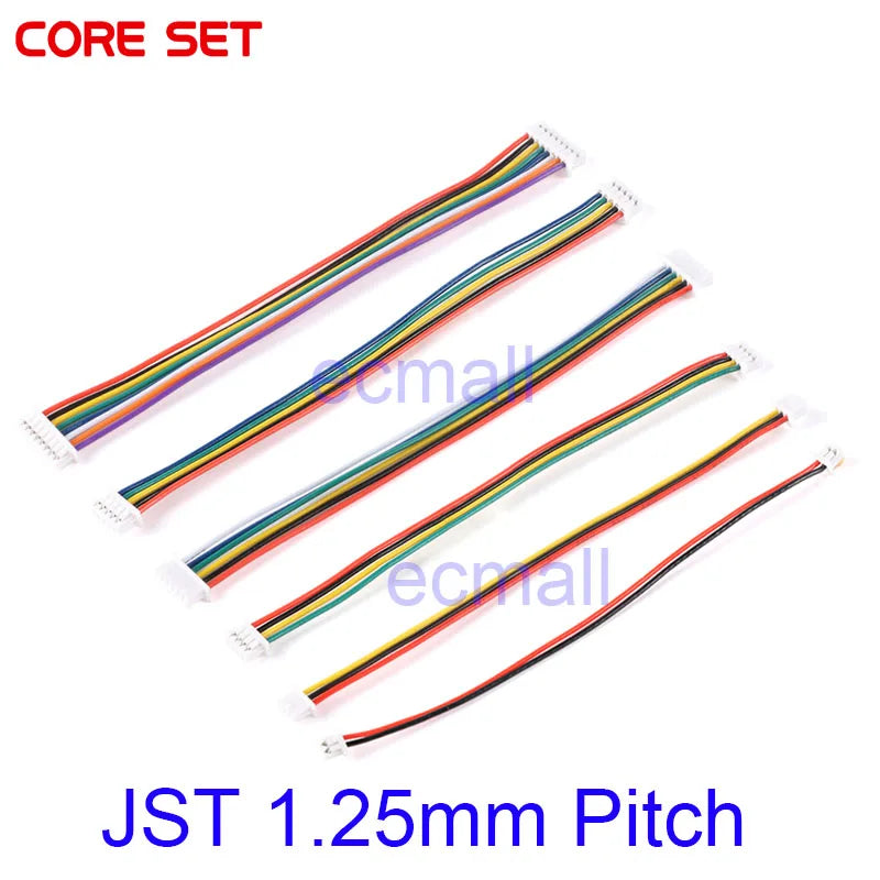 5Pcs Pcs JST 1.25mm Pitch 2/3/4/5/6/8 Pin Female to Female Wire Cable Connector JST 1.25mm Double Ended Plugs 28AWG 10CM