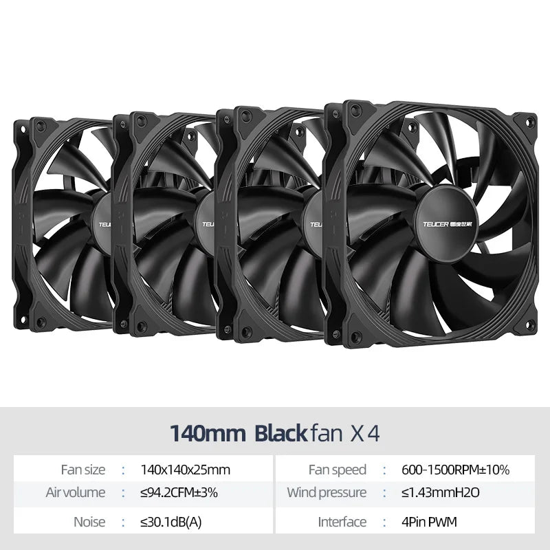 Teucer AF 14025 PC Case Cooling Fan 12V 4Pin PWM MHDB Hydraulic Bearing White 14CM Silent Fan for Computer Radiator Ventilator