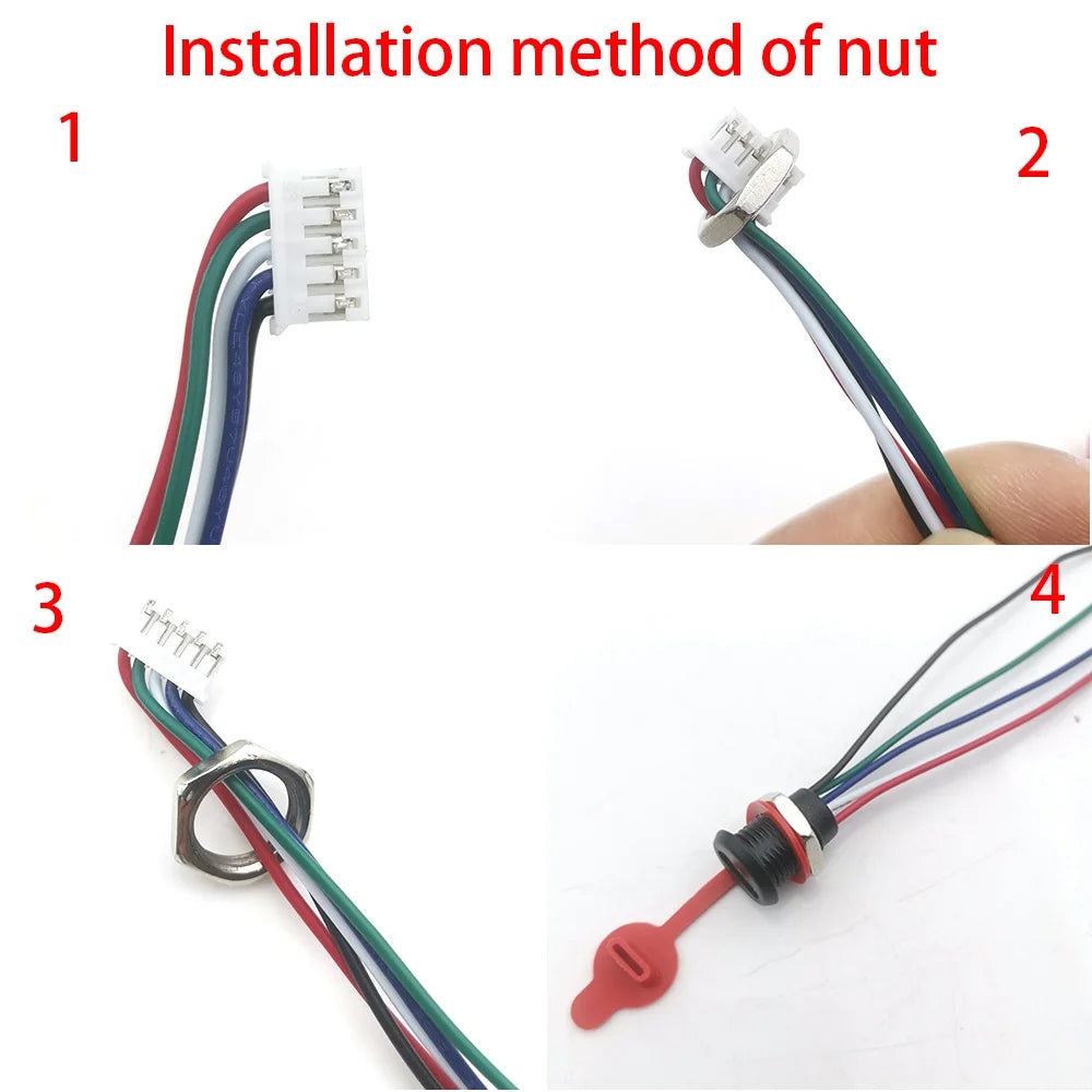 5Pin USB-C Connector With CC Pin Data Nut Snap Plate 4Pin With Wire 3A Waterproof USB Type C to PH2.0 Fast Charging Female Jack