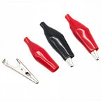10Pcs Crocodile Type Clip 28 35 45mm Black Red Soft Plastic Coated Testing Probe Mini Alligator Test Clips