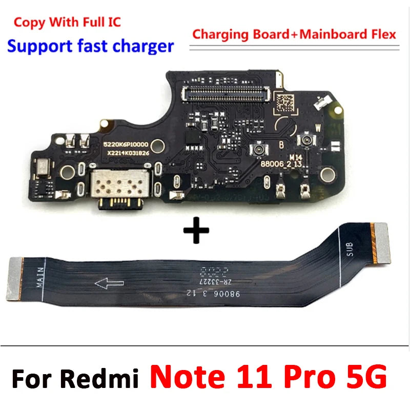 NEW USB Charging Port Dock Board Connector Main FPC Motherboard Flex Cable For Xiaomi Redmi Note 9 10 7 Pro 10S 11 4G 5G 8 fast