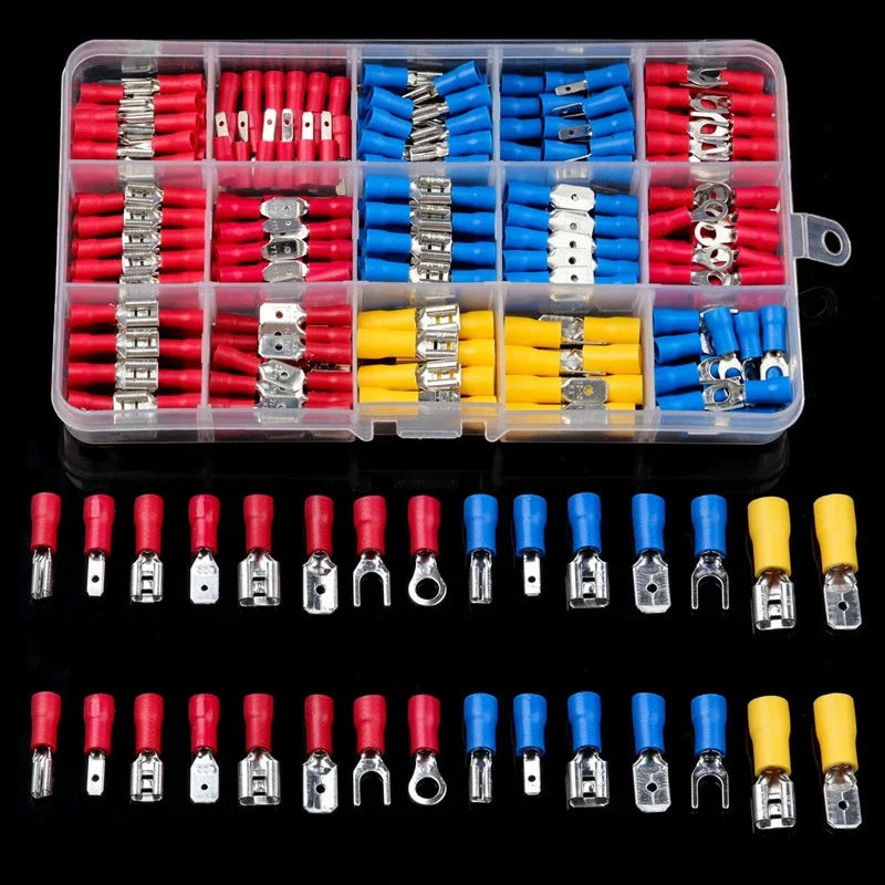 102/280/300/480PCS Insulated Cable Connector Wire Crimp Spatula Butt Ring Fork Kit Ring Lug Rolled Terminal Kit