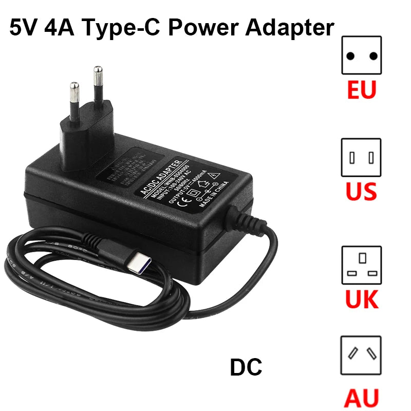 5V 4A Power Supply 20W USB Type C Power Adapter EU US UK AU Plug Charger for NVIDIA Jetson Nano 2GB Raspberry Pi  4  5