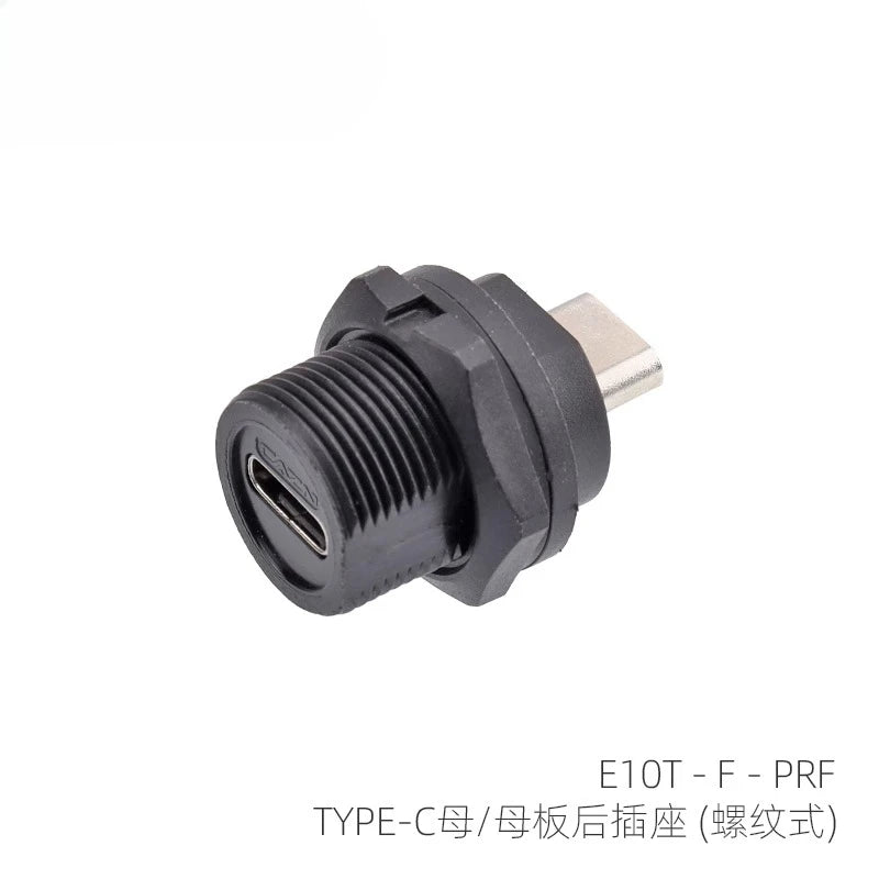 Threaded Type-C Waterproof Connector Cable IP67 Type-C Male Data Plug Wire F Outdoor Use USB 3.1 Solder Board Dual Female Socket