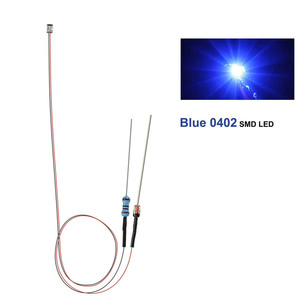 Evemodel 10pcs Pre-wired 0402 0603 0805 SMD LED Lights 50cm Wire with Resistor for 12V AC DC Bright Warm Red Blue Green Yellow