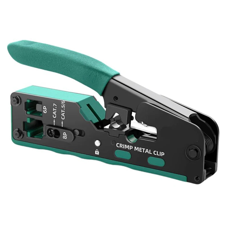 Rj45 Rj12 Rj11 Pass Through Crimp Plier Cat7 Cat6 Cat6A Cat5 Cat5e Stripping Crimping Tool with 8P/6P Ethernet Connectors