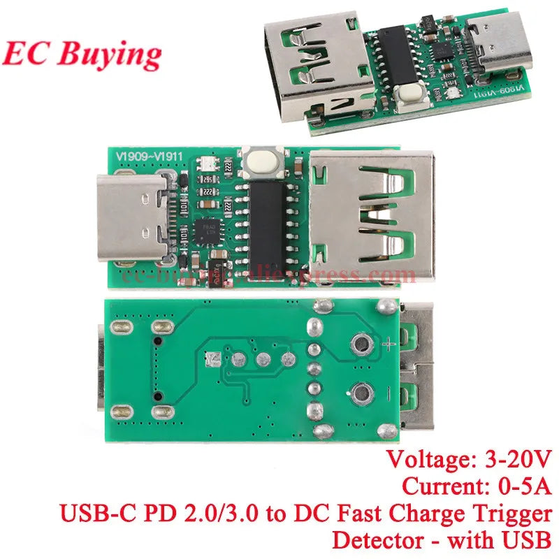 ZY12PDN Type-C USB-C PD2.0 PD3.0 to DC Fast Quick Charger Charging Trigger Polling Decoy Board Module 5V 9V 12V 15V 20V PDC004