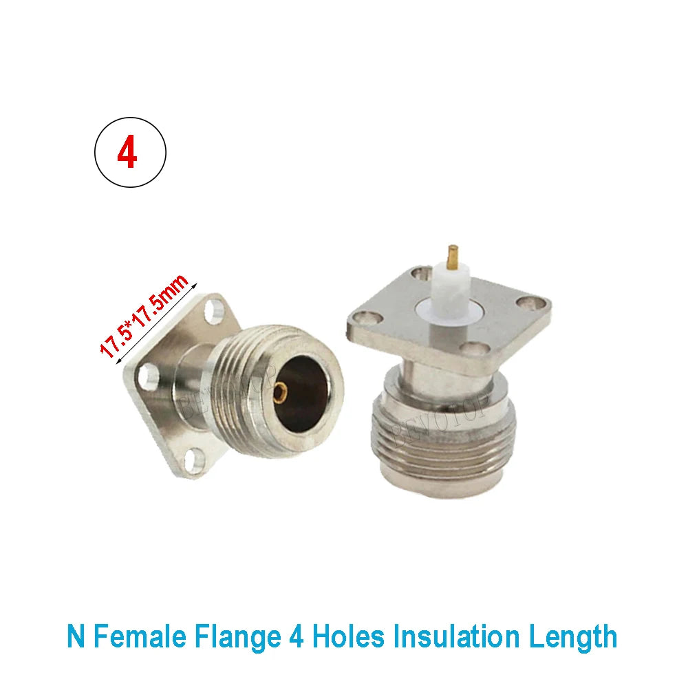 1PCS L16 N/Q9 BNC/TNC/UHF Flange Connector Male Plug/Female Jack 4-Holes Flange Panel Chassis Mount Coaxial Solder Nickel Plated