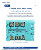 CNTD CTR-100DA 3 Phase Solid State Relay 100A 40-480V AC DC Control SSR Zero Crossing Industrial Relay for Heater Motor