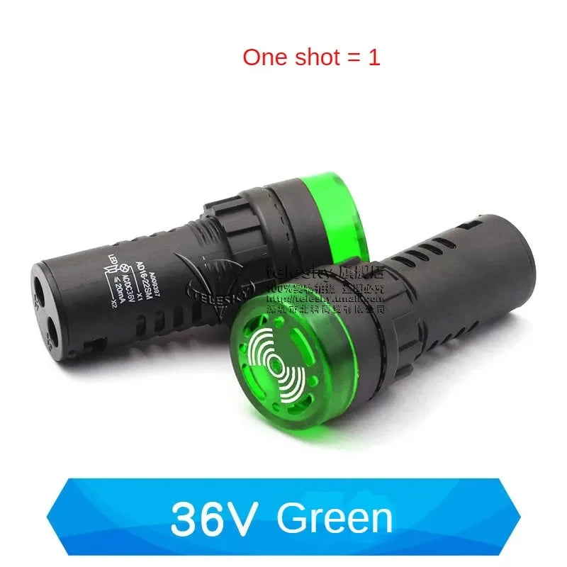 1PCS 12mm AD16-22SM 12V 24V 36V 48/110/220V Flash Signal Light Red LED Active Buzzer Beep Alarm Indicator Red Green Yellow Black