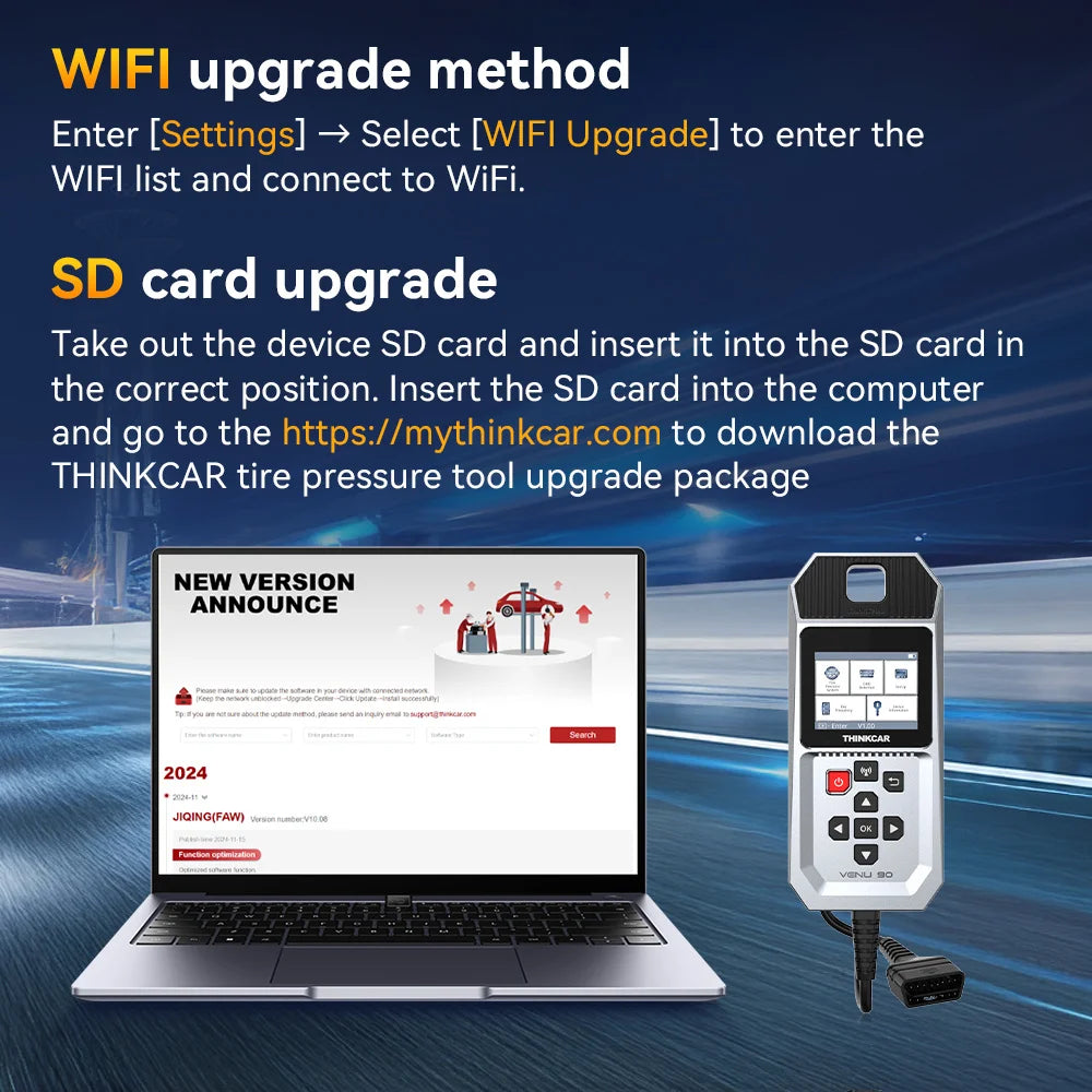THINKCAR VENU 90 OBD Automotive Tire Pressure Monitoring Sensor TPMS Relearn Activation Programming Car TPMS Diagnostic Tools