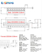 10Pairs 2EDG/15EDGRKC-5.08mm Female Male Aerial Butt Weld with PCB Lock 2P-24P Plugin Screw Wire Cable Terminal Block Connector