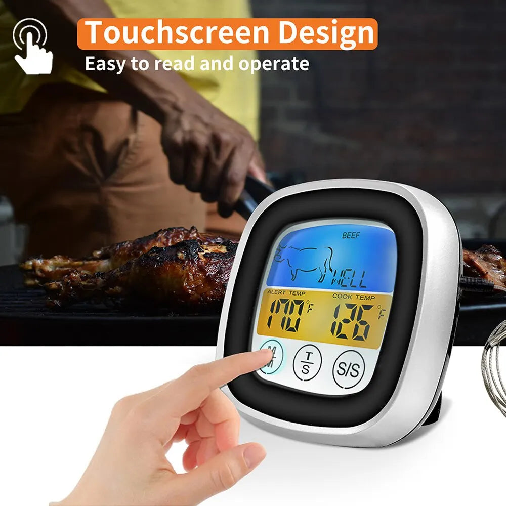 Digital Kitchen Thermometer Probe Touch Screen Meat Barbecue Food Temperature Measure Tool Steak BBQ Timer Cooking Tools