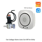 90-220Vac EU Plug WIFI Natural Gas Detector Tuya APP Push Message Coal Gas Sensor LPG Alarm NC/NO Relay Shut Off DN10/15 Valve