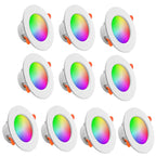 1-10PCS 10W Smart LED Downlight Bluetooth Ceiling Lamp RGB CCT Lamp APP Remote Control Color Changing Light for Google Alexa Hom