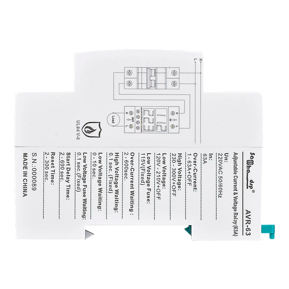 Samwha-Dsp AVR-XX Dual Display Adjustable Voltage and Over-current Protection Relay 40A,63A