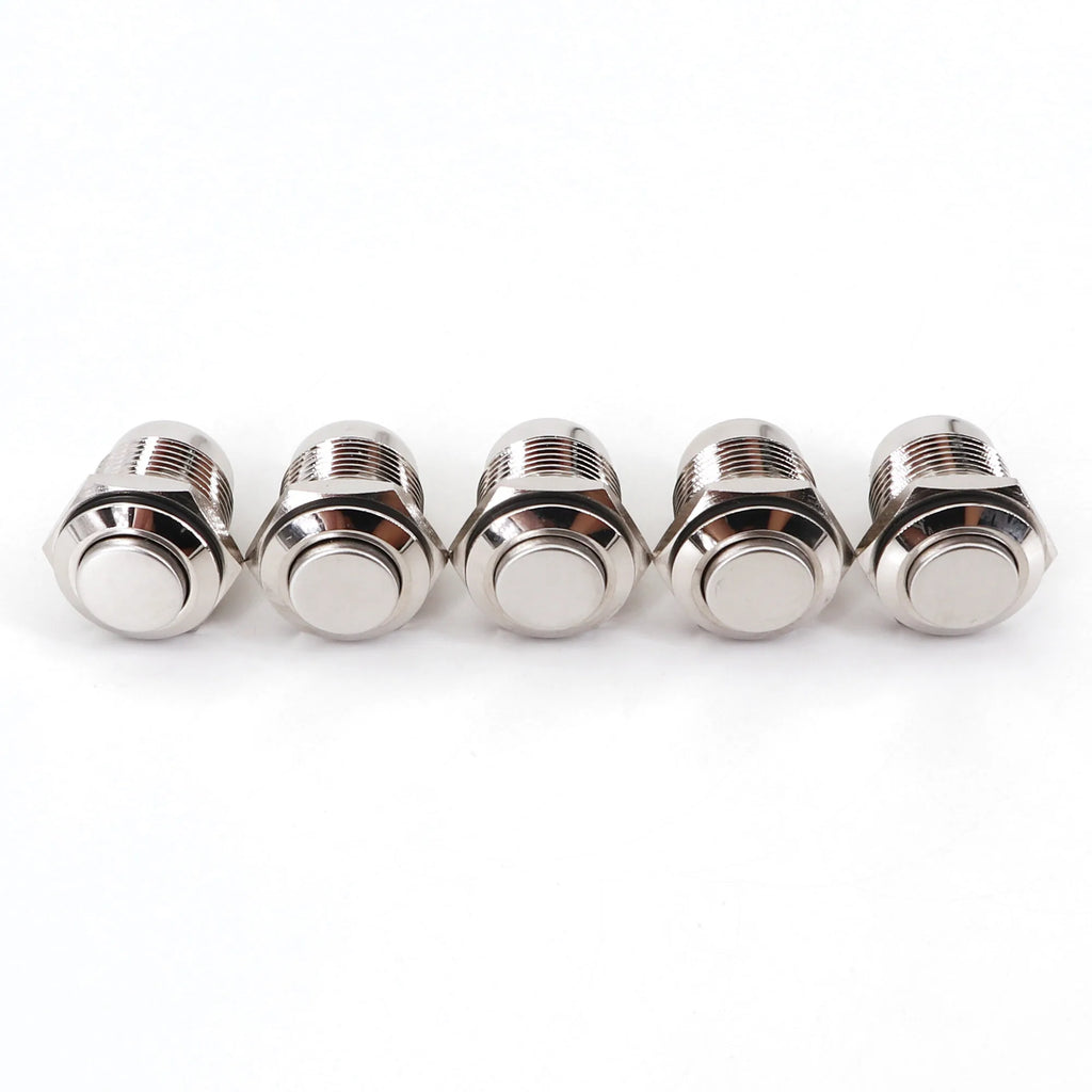 5Pcs Metal 16mm 2Pin ON-OFF Latching High Round Push Push Button Switch Normally Open