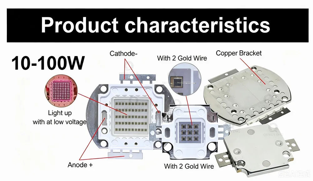 LED IR red 740 805 810 850nm 940 730nm 970nm 10w 20w 30w 50w 100w  cob Light High power infrared Chip  EPILEDS EPISTAR 1pcs