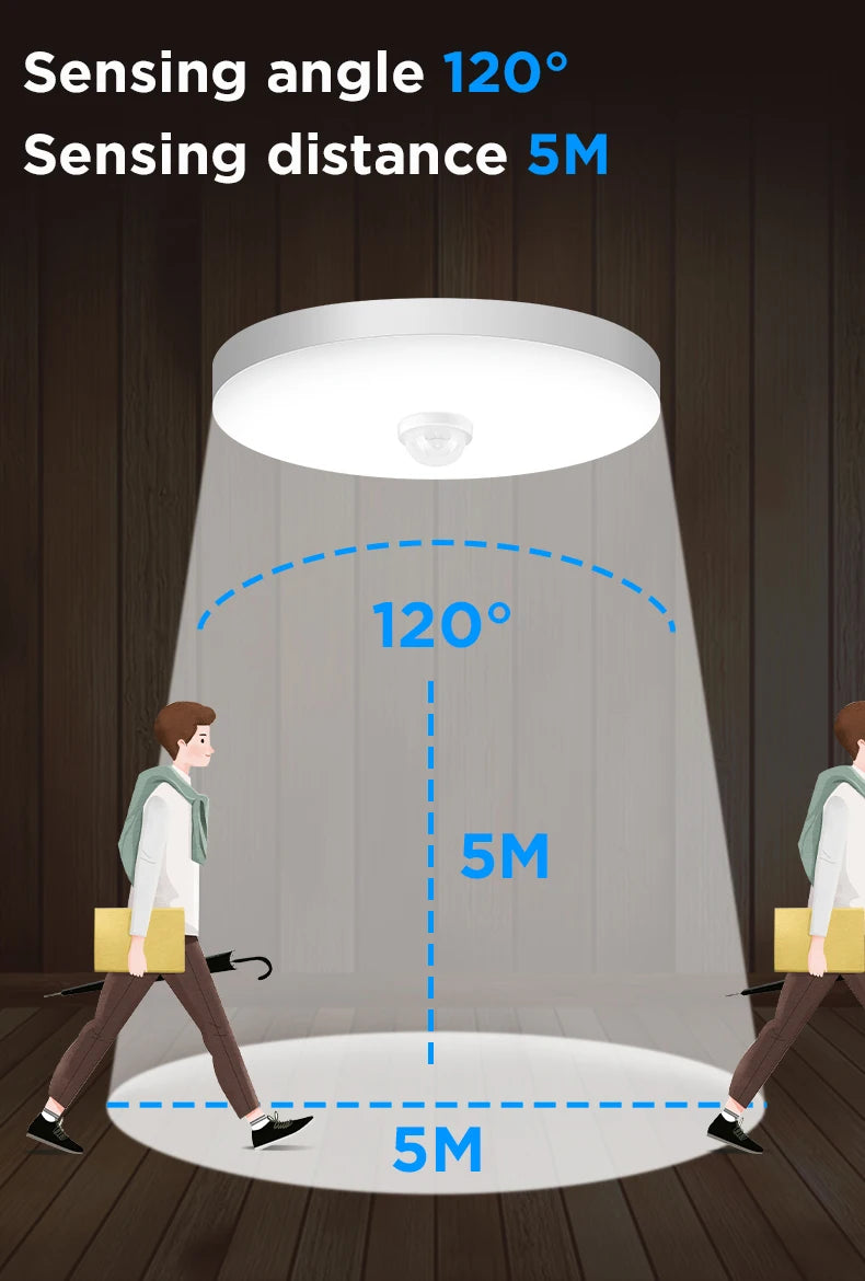 Led Motion Sensor Light 85-220V Ceiling Lamp For Home Corridor Stair Veranda Living Room Bedroom Rader Sensor Smart Night Light