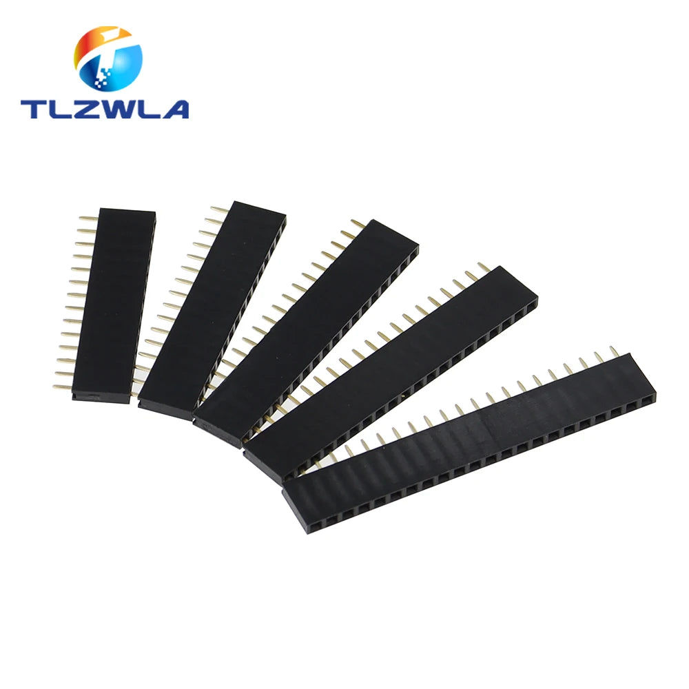 100PCS Single Row Pin Female Header Socket Pitch 2.54mm 1*2p 3p 4p 5p 6p 7p 8p 9p 10p 12p 14p 16p 18p 20p 22p 40p Pin Connector