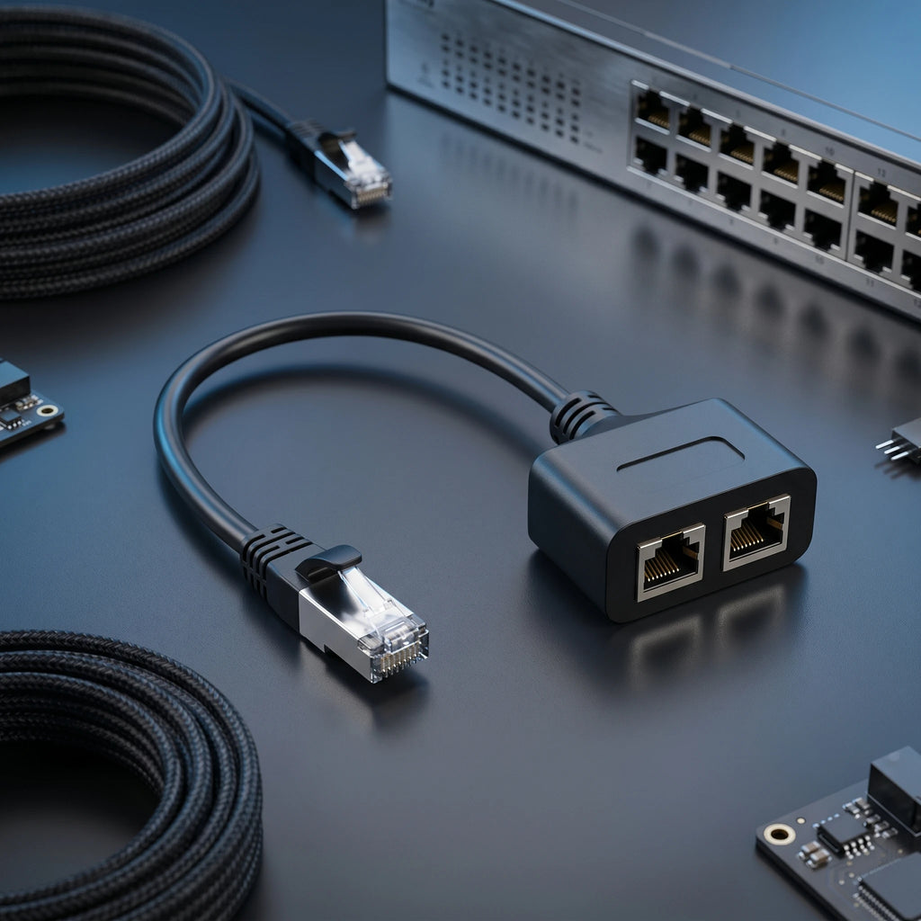 Portable RJ45 Ethernet Adapter Cable Extension 1 to 2 Port Excellent Connection Transmission Splitter Adapter for Home Office