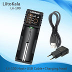 LiitoKala Lii-100C Lii-100 B Battery Charger For 18650 18350 26650 16340 RCR123 14500 3.7V 1.2V Ni-MH Ni-Cd 2A USB Smart Charger