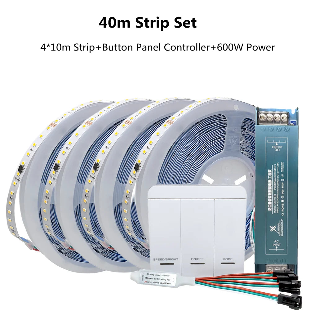 Running Water Flowing LED Strip Light WS2811 SMD2835 Flexible Linear Lamp Set DC24 Horse Race Pixel Addressable