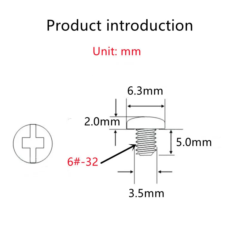 50pcs 6#-32x5mm Phillips Round Head Screws for PC Case HDD PSU Graphics Card DIY Computer Mounting Screws