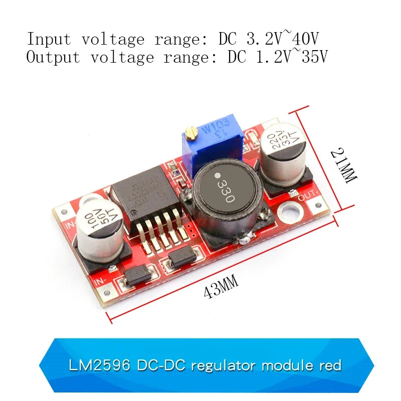 1PCS LM2596S DC-DC Adjustable Step-Down Regulated Power Supply Module DC-DC Power Board LM2596 3A 5A 75W 24V To 12/5V