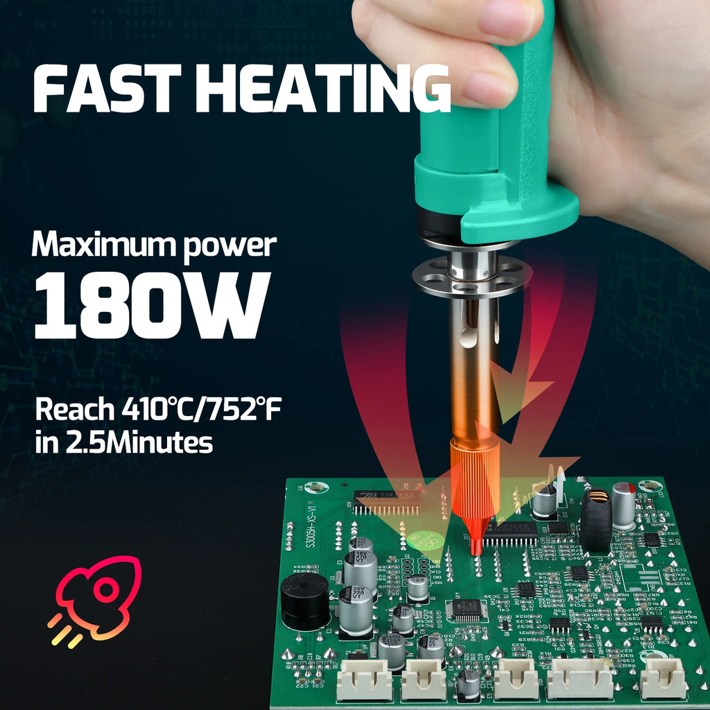 YIHUA 929D-VI Desoldering Iron 180W Tin Sucker New Upgraded Desoldering Tool With Nozzles THT PTH Remover PCB