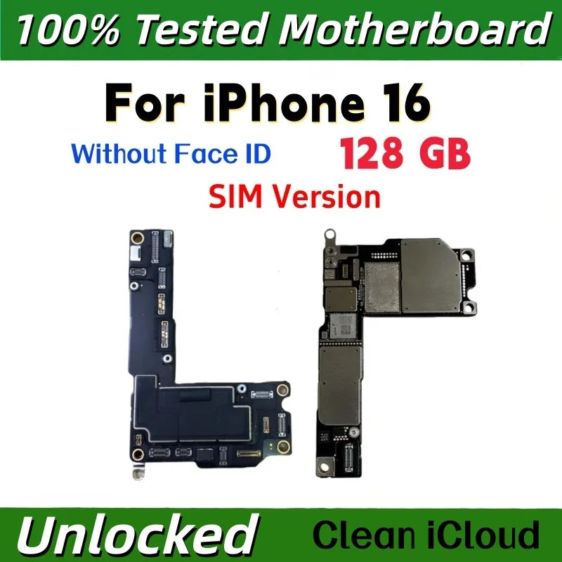 100% Unlocked Motherboard For iPhone 16 Pro Max With Face ID Support iOS Update Logic Board Clean ICloud Mainboard SIM Version