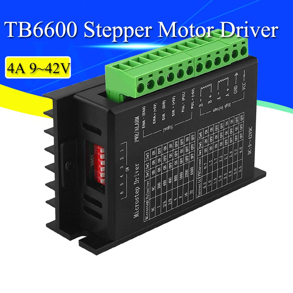 TB6600 Stepper Motor Driver 4A 9~42V TTL 32 Micro-Step CNC 1 Axis NEW 2 or 4 Phase of Stepper Moto 42,57,86
