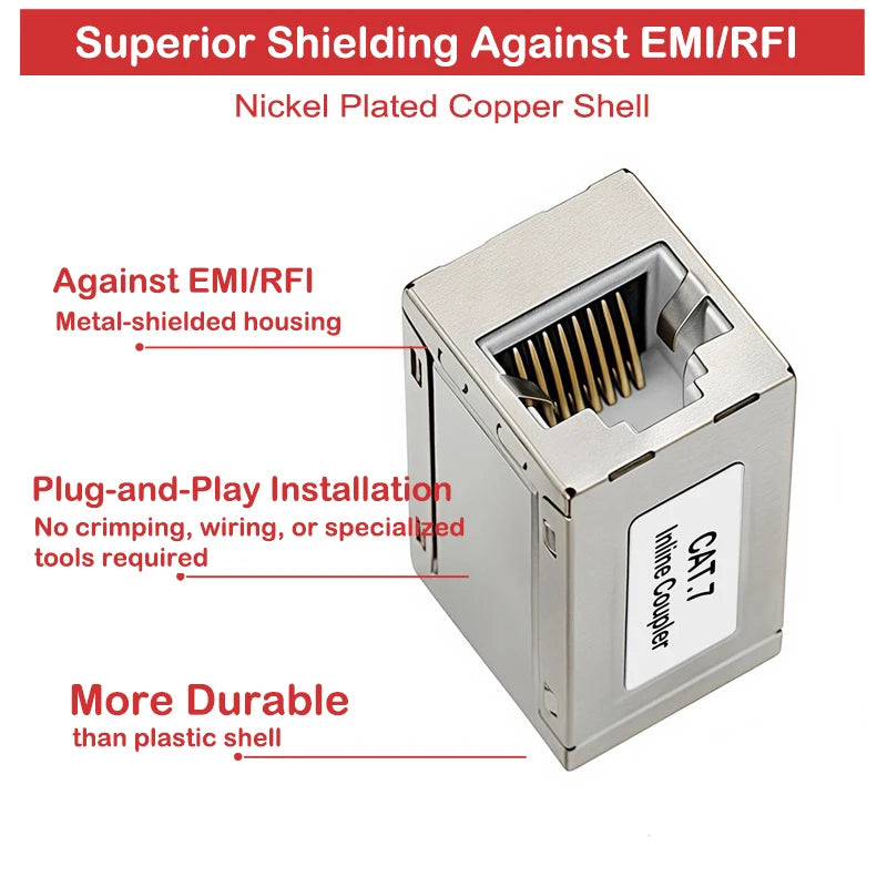ProPatch Shielded RJ45 Cat7 Cat6/CAT6A Coupler RJ45 Coupler, Female to Female Ethernet Extender Adapter Inline Ethernet Coupler