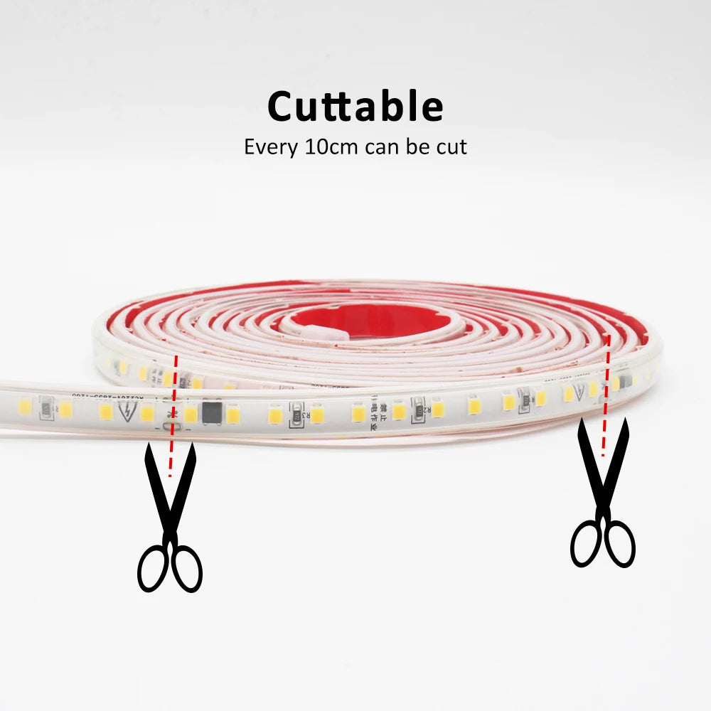 220V LED Strip Light SMD2835 120LEDs/m Waterproof Tape Lamp with EU Plug 1M 2M 3M 5M 10M 15M 20M Decor Lighting for the Yard